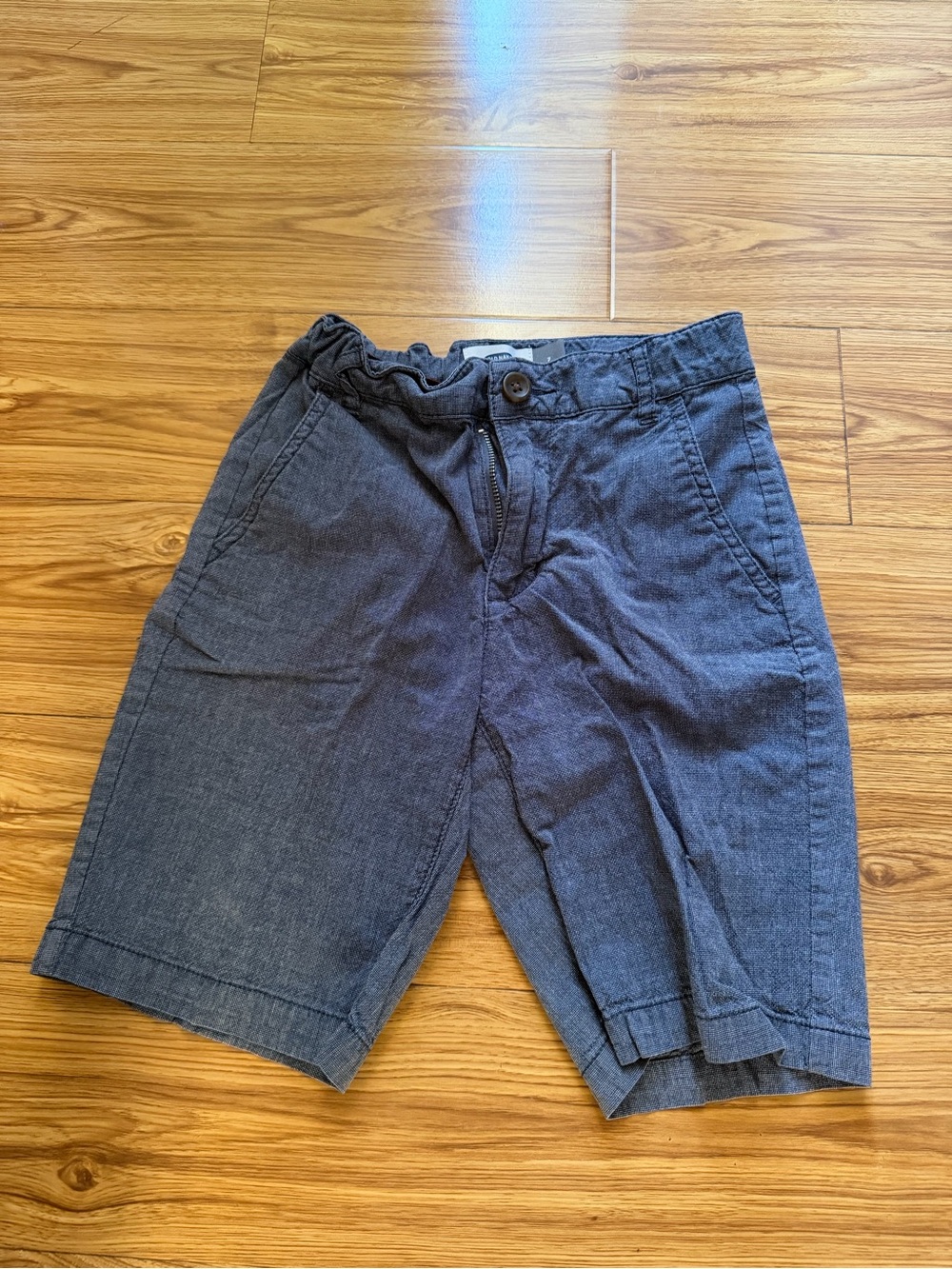 Preloved Okd Navy Boys Blue Drawstring Linen-Blend Shorts 7